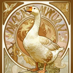 majestic goose, digital portrait by artgerm and ( alphonse mucha )