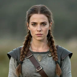 portrait of lara croft on viking costume, by charlotte grimm, natural light, detailed face, beautiful features, symmetrical, canon eos c 3 0 0, ƒ 1. 8, 3 5 mm, 8 k, medium - format print, half body shot