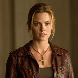 a beautiful portrait from the film indiana jones and the fate of atlantis, of sophia hapgood in a leather jacket wearing the nur ab sal necklace, dslr hyper focused