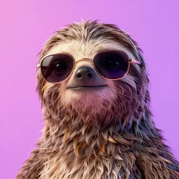 synthwave style, sloth with sunglasses, unreal engine