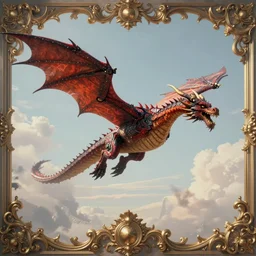 dragon flying in the sky, amazing baroque vibe, craig mullins, award winning design, beautiful composition, artstation, dreadjim