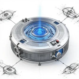 highly detailed blueprint of teleporting device