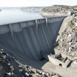 intricate, 3 d, vast abandoned dam, style by caspar david friedrich and wayne barlowe and ted nasmith.