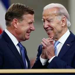 joe biden smiling at jfk. jfk is crying