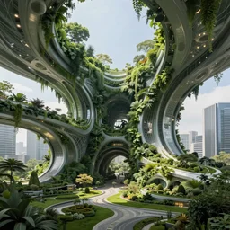 utopian design, biophilic architecture, urban green, futurist