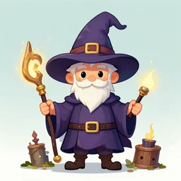 a little wizard, by gumshoegumshoe, fantasy, cartoon, digital art, dnd, detailed, trending on instagram