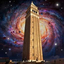 the one and only large majestic rectangular upright tower, highly detailed cosmic background, a dash of magic, some for on the ground, vibrant color palette, trending on artstation, digital art, by salvador dali