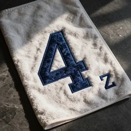 a fluffy towel with number 4 2 embroidered on it