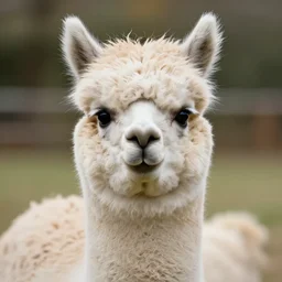 photoreal art of a fluffy alpaca looking at viewer, trending on ArtStation