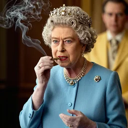 Queen Elizabeth stoned smoking weed Bob Marly Cover Art