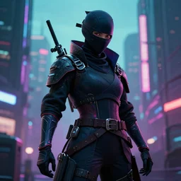 cyberpunk ninja, extremely detailed, extremely realistic, 8k, octane render, in a cyberpunk city