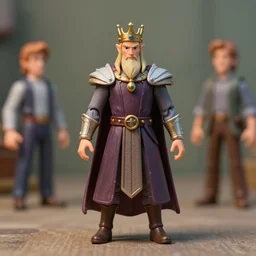 product photography of a plastic action figure elven king, depth of field, zeiss lens, detailed, centered, by erwin olaf, joop geesink, pixar, realistic materials, wes anderson, realistic setting