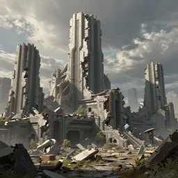 a beautiful render of a crumbling ruined city, trending on artstation, sci - fi digital art by simon stalenhag