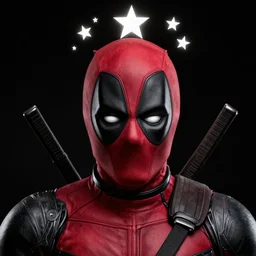 portrait of deadpool with stars above his head,black background,digital art,ultra realistic,ultra detailed,art by greg rutkowski