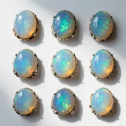 collection of opals in sunlight, photography