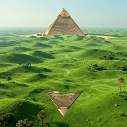 symmetry!! egyptian landscape lush green, surreal, dreamlike, lucid dream, very detailed, perfect lighting, perfect composition, 4 k, artgerm, derek zabrocki, greg rutkowski