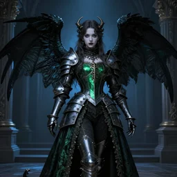angel knight gothic girl in dark and green dragon armor, rococo outfit. by gaston bussiere, by rembrandt, 1 6 6 7, artstation trending, blue light, by konstantin razumov *