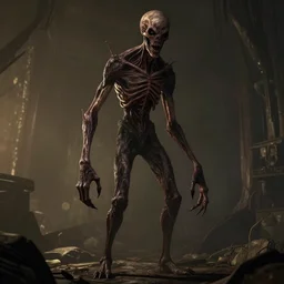tall thin body horror monster, grotesque, dramatic lighting, video game screenshot, game by madmind studio, hd, 8 k