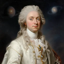portrait of the powerful empress of the solar system in the style of jean - honore fragonard and in the style of kim jung gi. glowing, ornate and intricate linework, stunning, dynamic lighting, ultrafine and hyperdetailed.