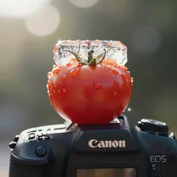 photo of [ crystalized ] [ tomato ] taken with canon eos - 1 d x mark iii, bokeh, sunlight, studio 4 k