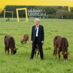 national geographic photo : men in suits grazing on grass on a meadow, ultrarealistic, photorealistic, intricate detail, photograph by anne leibovitz