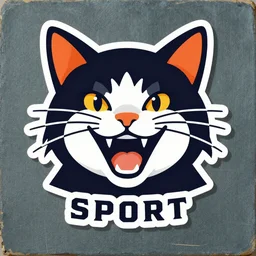 sport logo featuring grinning cat, vector art, vector, HD, award winning, in style of beksinski, film grain, medium format, 8k resolution, oil on canvas