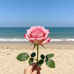 rose, beach, third person perspective