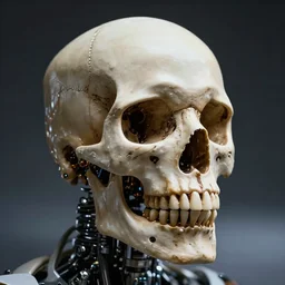 photo of a cyborg skull, studio lighting, 4k