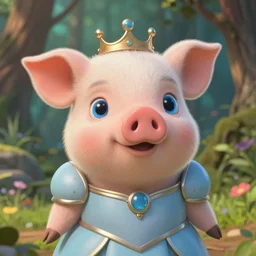 very cute and adorable little anthropomorphic piggy knight princess, big beautiful blue eyes, piglet, fantasy forest, pale blue outfit, pretty, semi realistic, hyper detailed, 8k, studio Ghibli, DeviantArt, Instagram, Behance, Artstation, trending on artstation, Yee Chong, Sydney Hanson, Mickael Lelièvre, Jaeyeon Nam, derevschikova, Ross Tran