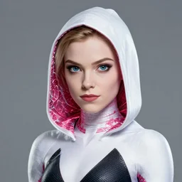 a portrait of samantha fox as spider gwen,, single head, no double head,