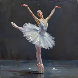 portrait of a ballerina, very thick and wet oil paint, 8 k, cinematic light, shadows, reflection highlights in the paint, in the style of joseph lee,