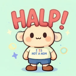 \'HALP! I IS NOT A NOM!\', an adorable digital painting, trending on artstation