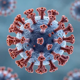 microscope photograph of a coronavirus, highly detailed, coloured