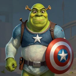 digital painting of Shrek as Captain America