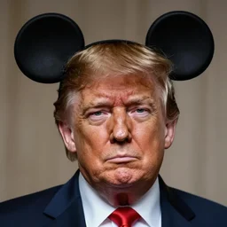 portrait of donald trump with mickey mouse ears, concept art, 8 k, soft light