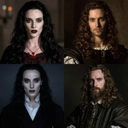 Stills from the movie Interview with the Vampire and the Series Supernatural crossover, cinematic lighting, by Caravaggio, by Brom, by Rubens, fantasy, portfolio illustration, highly detailed, trending on Artstation, CGsociety, HQ, 8k, 35mm lens, f2.8, Bokeh,