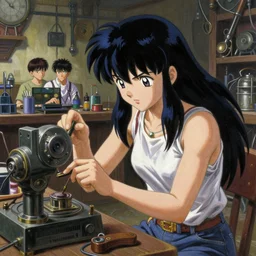 prompt : ragnarok online portrait soft light painted by james jean and katsuhiro otomo and erik jones, inspired by akira anime, epic fantasy, a young tinker girl working on a device in her workshop, workshop in the background, intricate oil painting, high detail illustration, sharp high detail, manga and anime 1 9 9 9