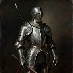 knight in armor painting dark atmosphere