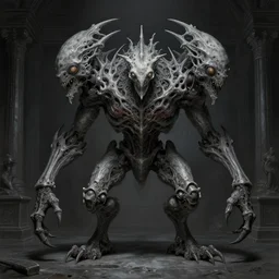professional concept art symmetric portrait of a terrifying! mechanical! predatory fractal! species in a dark room by artgerm and greg rutkowski. an intricate, elegant, highly detailed digital painting, concept art, smooth, sharp focus, illustration, in the style of cam sykes.