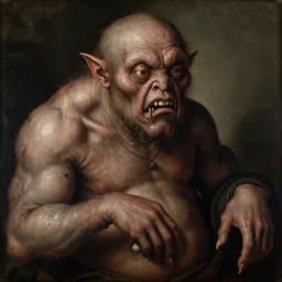 infested fleshy monster friendly merchant ugly disgusting portrait renaissance painting
