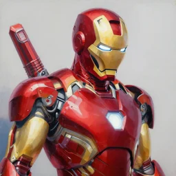 greg manchess portrait painting of mecha tony stark ironman as overwatch character, medium shot, asymmetrical, profile picture, organic painting, sunny day, matte painting, bold shapes, hard edges, street art, trending on artstation, by huang guangjian and gil elvgren and sachin teng