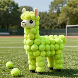 a llama made of tennis balls