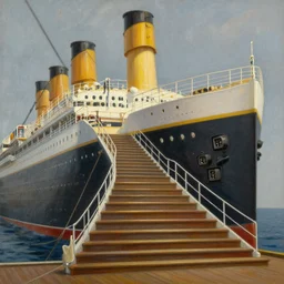 grand staircase of the titanic, very detailed oil painting
