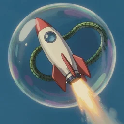 unrealistic studio ghibli dull colors pov shot from close encounters of the third kind 1 9 7 7 of a warped waifu rocketing through a snake bubble.