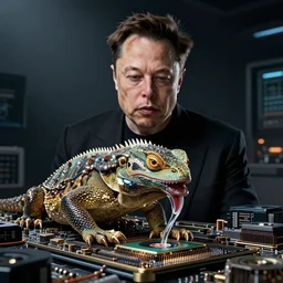 elon musk is a lizard eating gpu