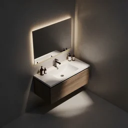 isometric render of a modern bathroom