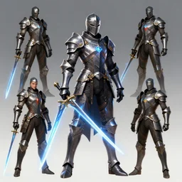 sci-fi knight, energy blade, cgsociety, multiple poses