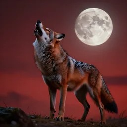 werewolf howling to the moon, red sky, 4 k, cinematic composition, dark fantasy, extremely detailed, hyperrealism