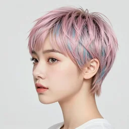 Detailed Portrait of a cute woman vibrant pixie hair by Yanjun Cheng and Hsiao-Ron Cheng and Ilya Kuvshinov, 3/4 profile, portrait photography, rim lighting, realistic eyes, photorealism pastel, illustration