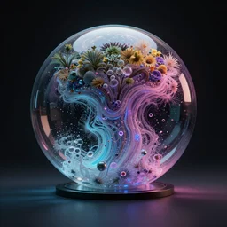 point cloud, volumetric, abstract symbolism, particles, bubble chamber, houdini, physical, cinematic lighting, gmunk, complementary palette